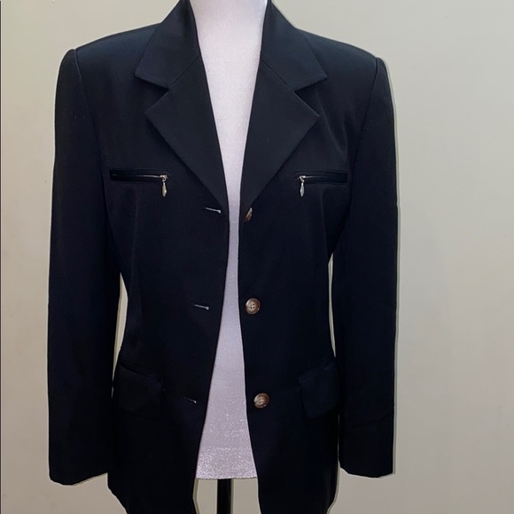 Theme long button zipper black blazer jacket Japan - Picture 10 of 11